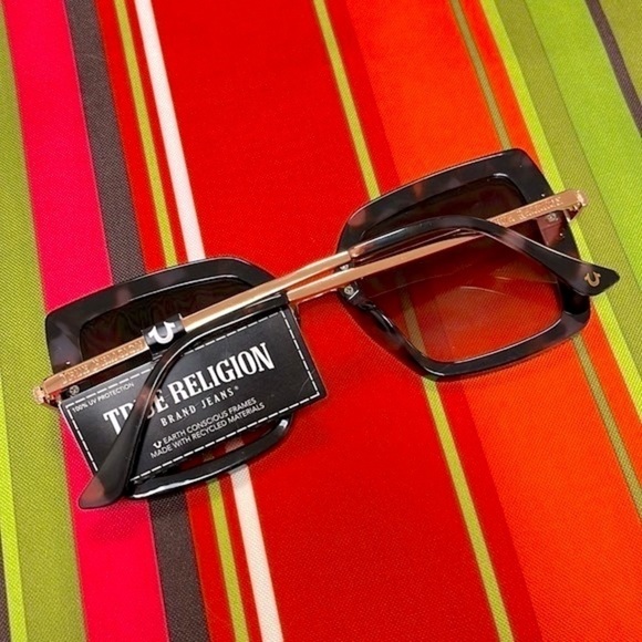 Brand New True Religion Tortoise Mod Square Cat Eye Sunglasses 100% UV Protect - Picture 13 of 14
